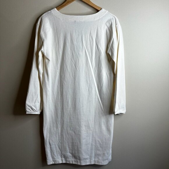 J Crew Shirt Dress Sz XS Ivory Lace Up Balloon Sleeve Cotton Boho Coastal Preppy - Picture 10 of 13